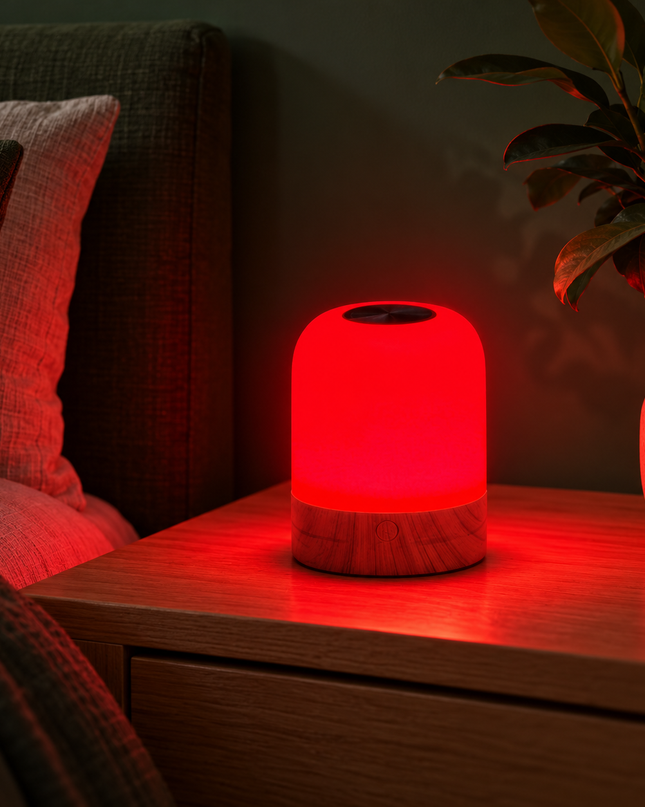 EmberGlow — 5W / Woodgrain Base Amber+Red
